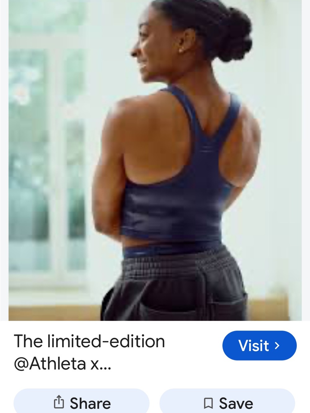 Athleta Navy Racerback Crop Sports Bra